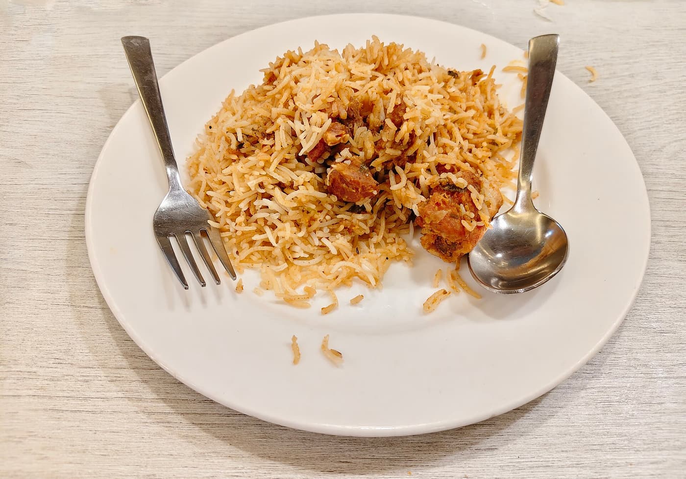 A plate of Hyderabad biryani served at Shadab restaurant in SR Nagar.